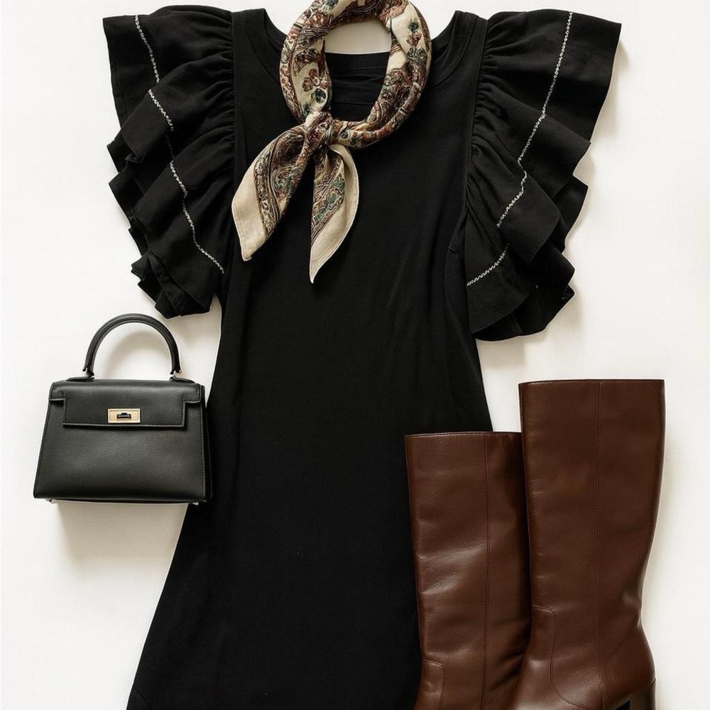 See by Chloé Ruffle Sleeve Mini Dress – Size S 🖤